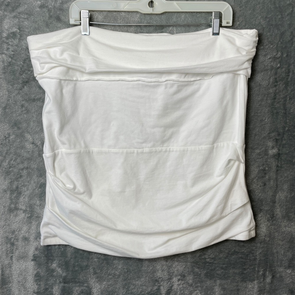 Lucky Brand Strapless Tube‎ Top Womens 2XL White Cotton Stretch Beachy Coastal
